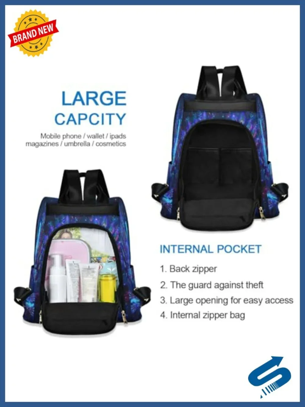 Anti Theft Fashion Backpack with Plush Ball, Large Capacity